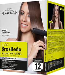 PLACENTA LIFE KERATIMASK packaging shows formaldehyde-free claim for at-home straightening