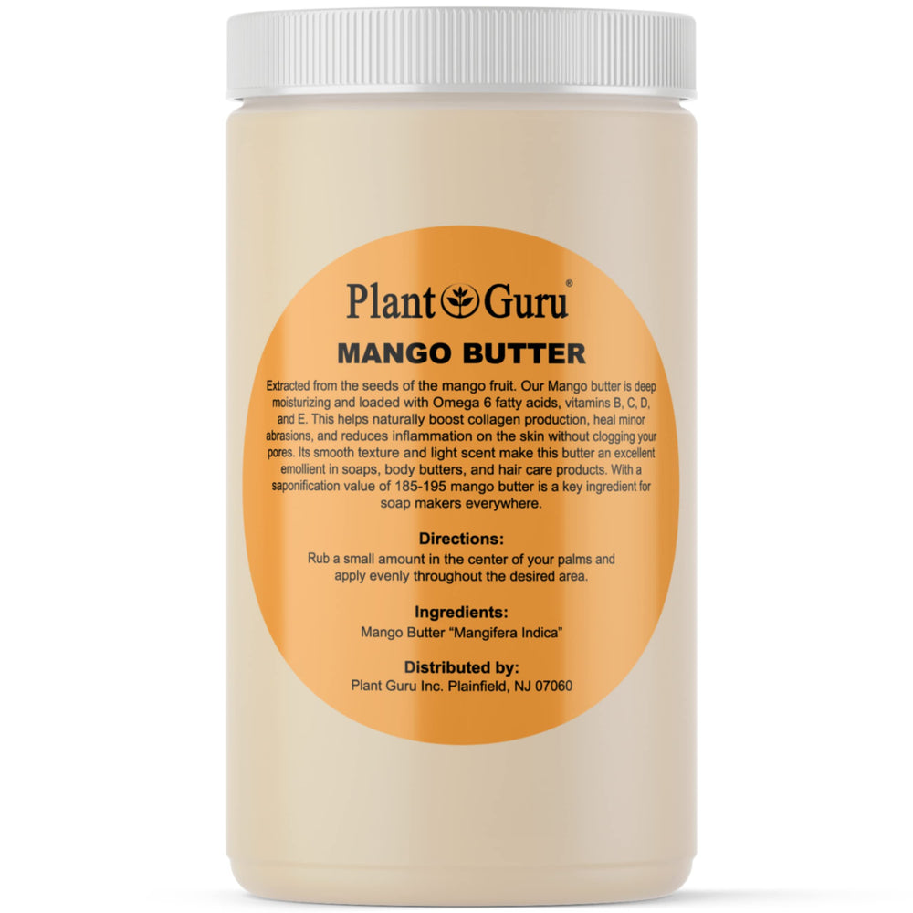 Plant Guru Mango Butter jar 32oz provides pure, nourishing skin-softening butter