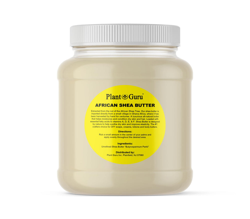 Plant Guru raw African shea butter bulk packaging ideal for DIY skincare.