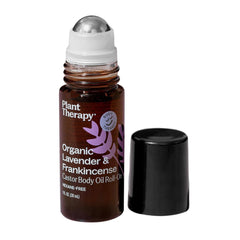 Plant Therapy lavender-frankincense-castor-rollon-bottle for calming skin care and aromatherapy.