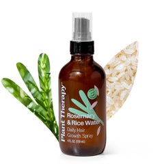 Plant Therapy Rosemary & Rice Water Spray bottle front view for daily hair care benefits.