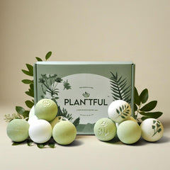 Plantful bath bombs gift-set packaging highlights premium gifting and self-care.