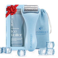 Plantifique facial ice roller close-up, showcasing cooling action for refreshed skin