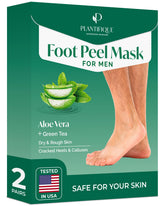 PLANTIFIQUE Foot Peel Mask 2-Pack pack shot for convenient at-home foot care.