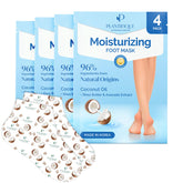 Plantifique Korean Foot Mask box shows 4-pair kit for at-home spa relief.