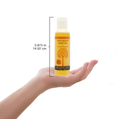 Plantlife Patchouli Body Oil used in shower to lock in moisture while skin is wet