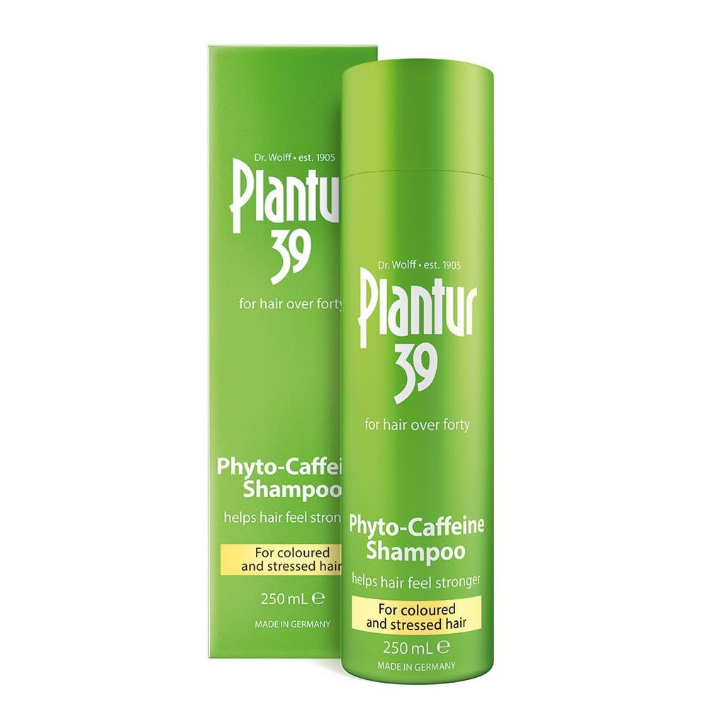 Plantur 39 Phyto-Caffeine Shampoo bottle close-up for color-safe care