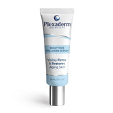 Plexaderm night-time collagen serum bottle promotes firmer skin overnight.