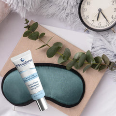 Plexaderm Night Time Collagen Serum ingredients with hyaluronic acid visual.