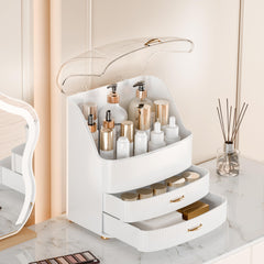 Plukers countertop vanity storage sits securely on surfaces with non-slip feet.