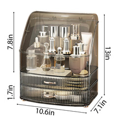 Plukers makeup organizer uses waterproof materials for humid bathroom use and easy cleaning.