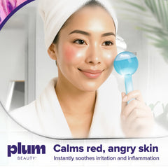 Plum Beauty cooling massage closeup shows ergonomic design for smooth glides