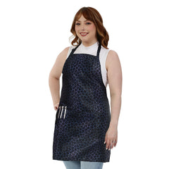 Plum Hill leopard apron pocket detail highlights convenient tool storage.