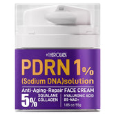 Plus1Herolabs PDRN antiaging cream tube application for daily hydration.