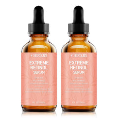 Plus1HEROLABS retinol serum bottle pour showing fast absorption for smoother skin.