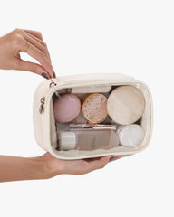 Pocmimut makeup bag with clear panel offers quick visibility and product access.
