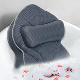 Poemland bath pillow gray front view shows extra-thick support for full-body comfort.