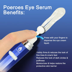POEROES Eye Serum bottle shows caffeine and retinol ingredients