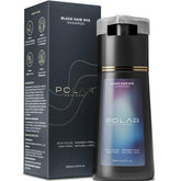 Polar Hair Care jet-black shampoo bottle for quick gray coverage at home.