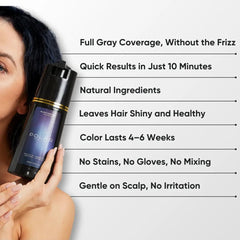POLAR HAIR CARE red coloring shampoo application on strands creates an even gray-to-red transition.
