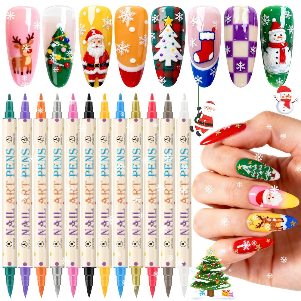 Ponhey nail art pens set front packaging shows 12 vibrant colors for at home manicures