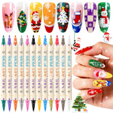 Ponhey nail art pens set front packaging shows 12 vibrant colors for at home manicures