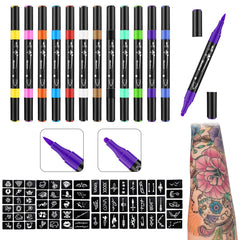 Ponhey temporary tattoo markers showing 12 body markers for vibrant party-ready skin art.