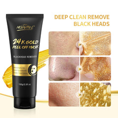 POP MODERN.C 24k gold peel-off mask close-up for pore refinement and glow.