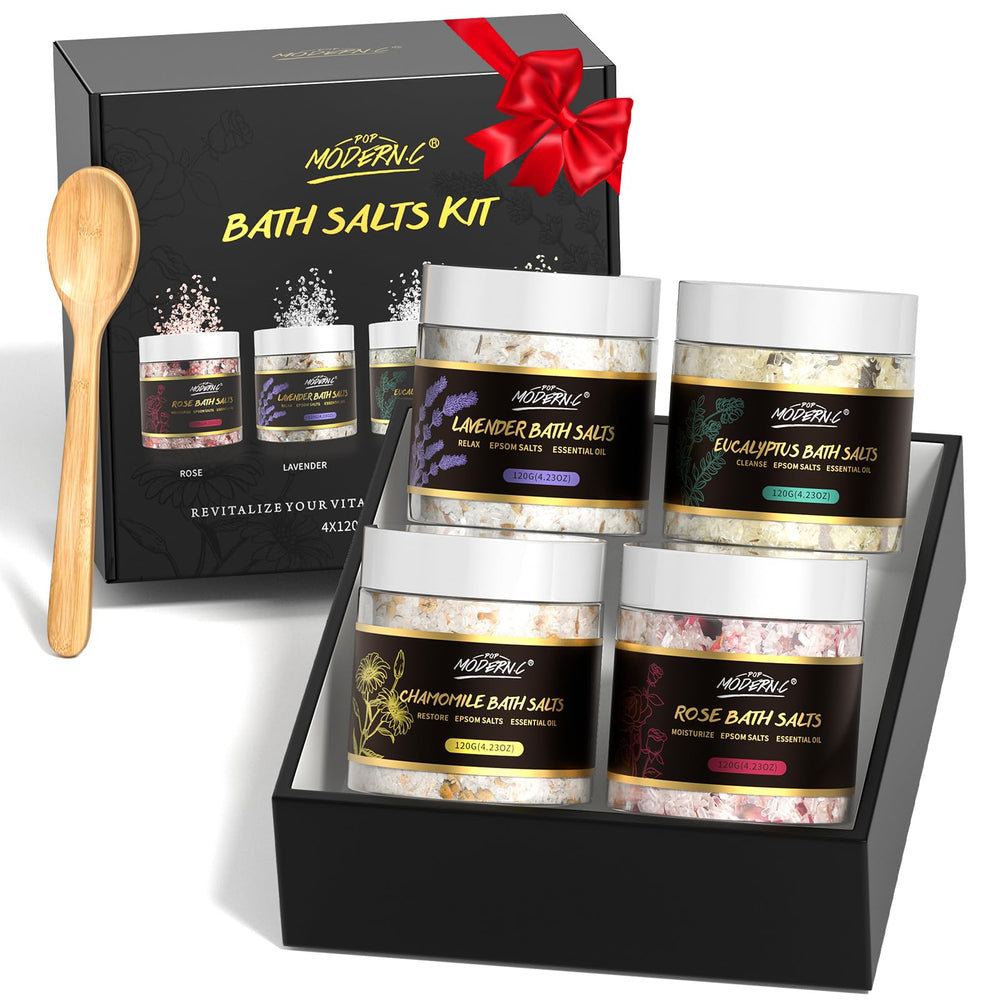 POP MODERN.C epsom salts gift set packaging elevates spa gifting.