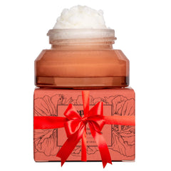 Poppy & Pout lip scrub jar closeup highlighting natural ingredients for smoother lips