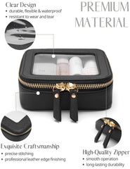 Popvibe mini clear black makeup bag back view highlights compact travel size for handbags and totes.