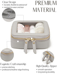 Popvibe mini makeup bag leather trim keeps items organized with premium feel