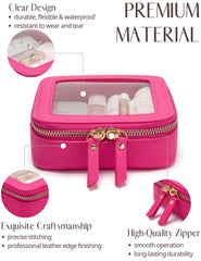 Popvibe mini makeup bag saffiano leather for durable, stylish storage.