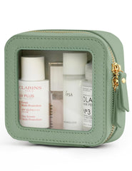 Popvibe small clear makeup bag front view for quick access and easy security checks.