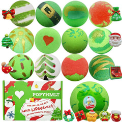 POPYHMLT Christmas bath bombs box, gift-ready packaging for holiday gifting.