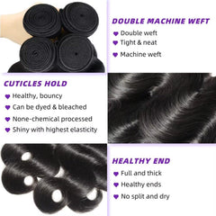 poshbash body wave bundles hair texture closeup shows silky, tangle-free finish