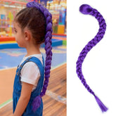 POUWENEY 26-inch purple braid ponytail clipped in for cosplay, lightweight and secure.