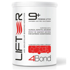 POWERTOOLS 4BOND blue-based lightener bottle demonstrates consistent lift potential.
