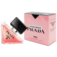 Prada Paradoxe Intense EDP bottle close-up highlighting refillable design for sustainable luxury.