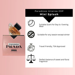 Prada Paradoxe Intense bottle front view, elegant design and floral-amber profile.