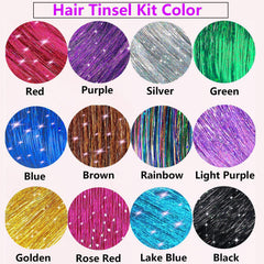 Prehot Hair Tinsel Kit 48-inch strands offer long, glamorous length.