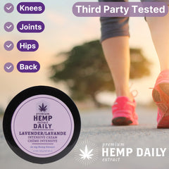 Premium Hemp Extract Daily Intensive Cream texture close-up shows easy rub-in application.