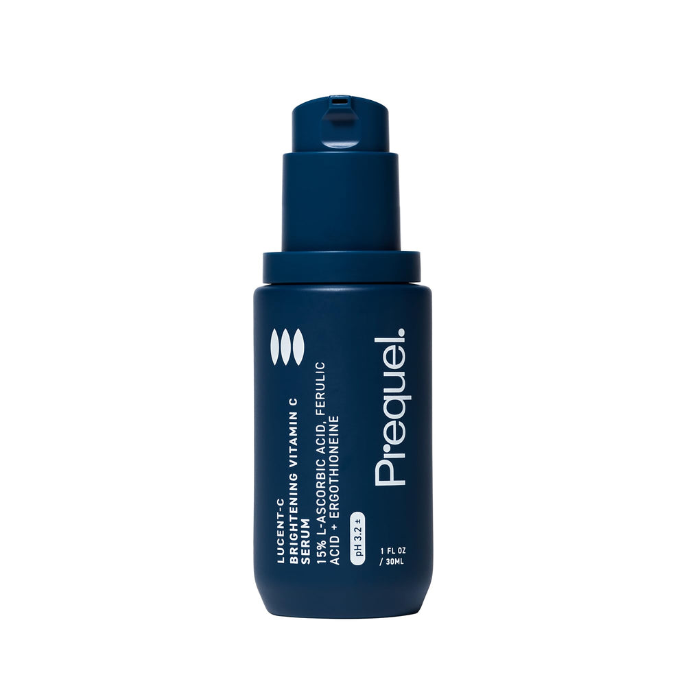 Prequel Skin Lucent-C serum bottle emphasizing radiance-focused facial treatment.