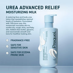 Prequel Skin Urea Advanced Relief Milk pump offers easy, mess-free daily moisturization.
