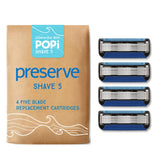 Preserve POPi packaging closeup highlighting eco-friendly packaging for conscious grooming.