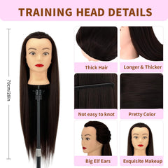 Presilkee doll head for hair styling with stable base.