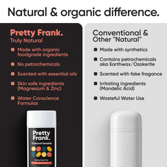 Pretty Frank activated-charcoal odor-control emphasizes natural odor-neutralizing power.