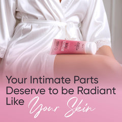 Pretty Privates bikini-area brightening image suggests even tone with gentle care.