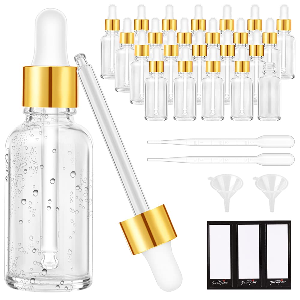 PrettyCare glass dropper bottle 2oz clear for easy oil storage and precise dispensing.
