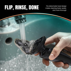 PRITECH electric razor waterproof body for easy cleaning under tap.